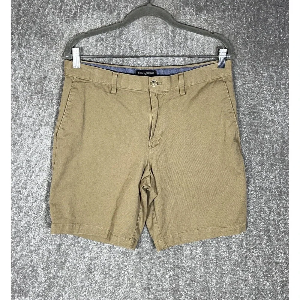 Banana Republic Aiden Chino Shorts Mens Size 33 Stretch Acorn Brown Pockets